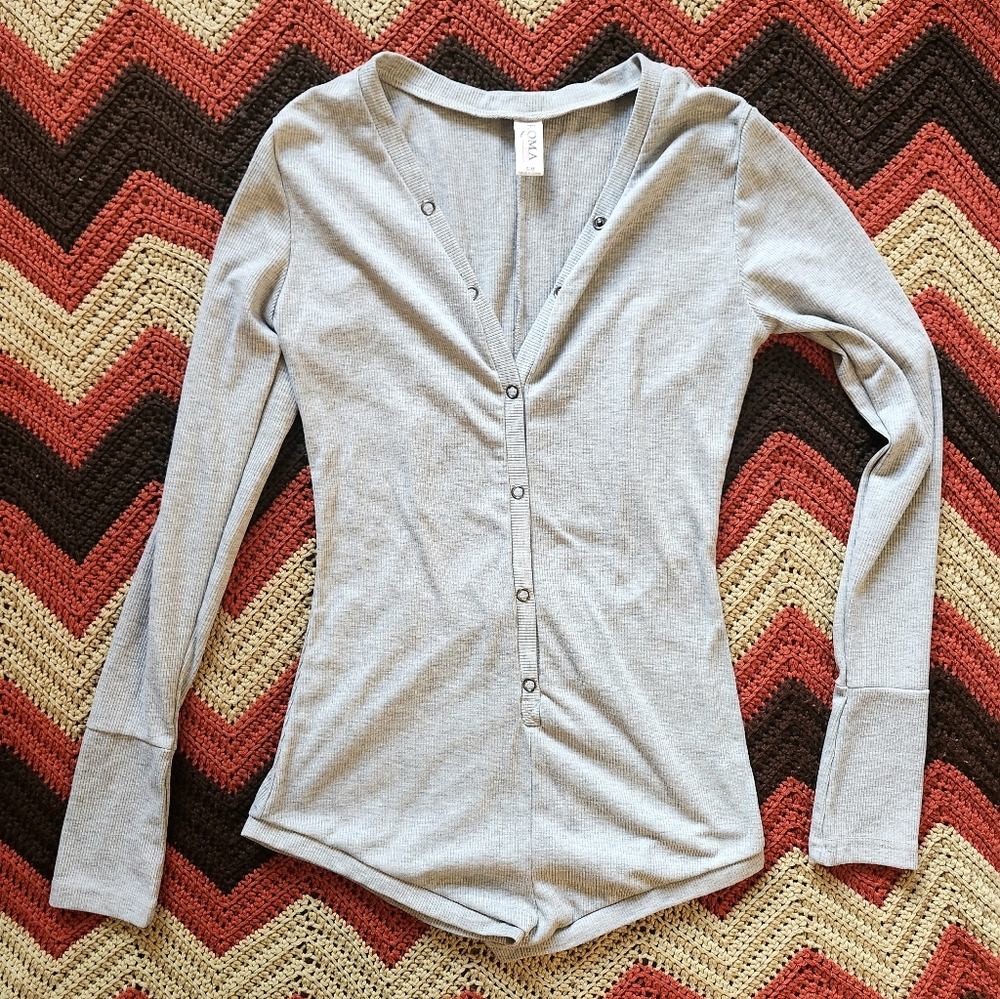 Light Gray Button-Up Bodysuit